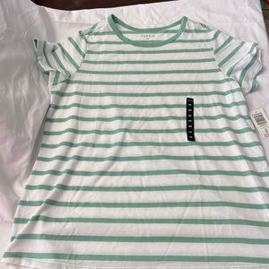 Torrid Mint Green and White Striped Tee